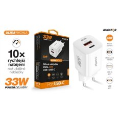 Aligator Nabíječka do sítě Power Delivery 33W, USB-C + USB-A - bílá