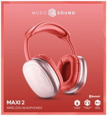 MUSICSOUND Bezdrátová sluchátka MUSIC SOUND MAXI2 s hlavovým mostem a mikrofonem, červená