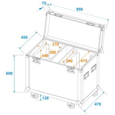 Roadinger Flightcase pro 2x IP TMH-H760 s kolečky