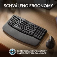 Logitech klávesnice Wave keys - bezdrátová/bluetooth/ergonomická/CZ/SK - grafitová