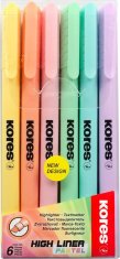 Kores Zvýrazňovače High Liner Pastel - sada 6 barev