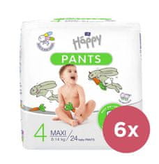 Bella Happy Pants Kalhotky plenkové jednorázové 4 Maxi (8-14 kg) 144 ks - MĚSÍČNÍ BALENÍ