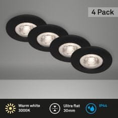 BRILONER BRILONER LED vestavná svítidla, pr.9 cm, 4x LED, 4,9 W, 480 lm, matná černá IP44 BRILO 7998-045