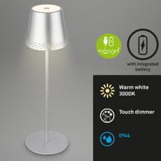 BRILONER BRILONER LED nabíjecí stolní lampa 38 cm 2,6W 280lm chrom IP44 BRILO 7438-014