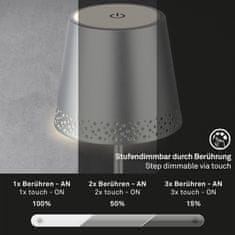 BRILONER BRILONER LED nabíjecí stolní lampa 38 cm 2,6W 280lm chrom IP44 BRILO 7438-014