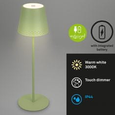 BRILONER BRILONER LED nabíjecí stolní lampa 38 cm 2,6W 280lm limetkově zelená IP44 BRILO 7438-019