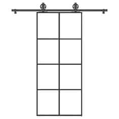 shumee vidaXL Posuvné dveře s kováním 90x205 cm ESG sklo a hliník