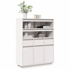 shumee vidaXL Skříň highboard bílá 89x34x116,5 cm masivní borové dřevo