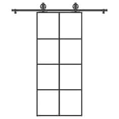 shumee vidaXL Posuvné dveře s kováním 90x205 cm ESG sklo a hliník