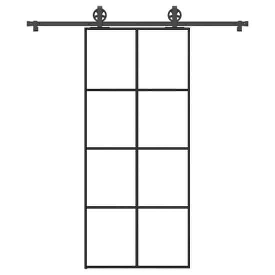 shumee vidaXL Posuvné dveře s kováním 90x205 cm ESG sklo a hliník