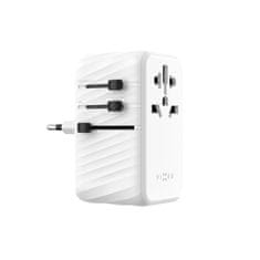 FIXED Cestovní adaptér Voyager 120W pro EU, UK a USA/AUS, s 3xUSB-C a 1xUSB výstupem, GaN, PD 120W, bílý FIXCT120-3C1A-WH