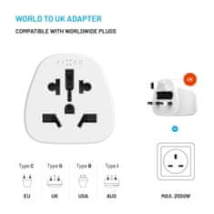 FIXED Adaptér UK Adapter pro zapojení UK, US, AUS nabíječek do UK zásuvek, bílý FIXCT-UK