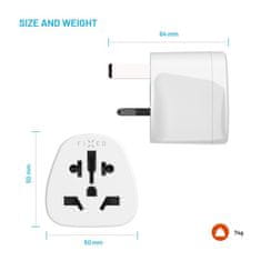 FIXED Adaptér UK Adapter pro zapojení UK, US, AUS nabíječek do UK zásuvek, bílý FIXCT-UK