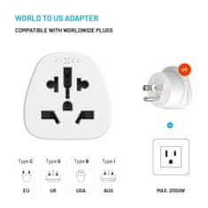 FIXED Adaptér USA Adapter pro zapojení UK, US, AUS nabíječek do USA zásuvek, bílý FIXCT-US