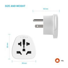 FIXED Adaptér USA Adapter pro zapojení UK, US, AUS nabíječek do USA zásuvek, bílý FIXCT-US