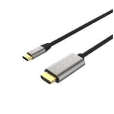 FIXED Video kabel s konektory USB-C/HDMI, USB-C 3.1 Gen 2 18Gbps, HDMI 2.0 4K60Hz, 2m, šedý FIXHU-CHDMI-GR