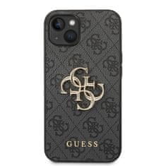 Guess  PU 4G Metal Logo Zadní Kryt pro iPhone 14 Plus Grey