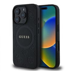 Guess Zadní kryt Saffiano Peony Stamp MagSafe pro iPhone 16 Pro Max Black