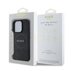 Guess Zadní kryt Saffiano Peony Stamp MagSafe pro iPhone 16 Pro Max Black