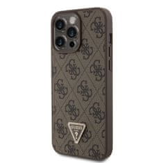 Guess  PU 4G Strass Triangle Metal Logo Zadní Kryt pro iPhone 15 Pro Max Brown