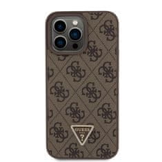 Guess  PU 4G Strass Triangle Metal Logo Zadní Kryt pro iPhone 15 Pro Max Brown