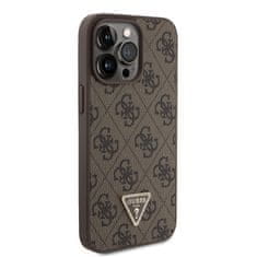 Guess  PU 4G Strass Triangle Metal Logo Zadní Kryt pro iPhone 15 Pro Max Brown