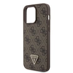 Guess  PU 4G Strass Triangle Metal Logo Zadní Kryt pro iPhone 15 Pro Max Brown