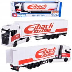 Bburago 1:43 Truck with trailer - Scania 770 S - White Trailer Eibach