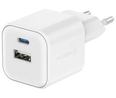 Swissten síťový adaptér 12w 1x usb-c + 1x usb-a bílý