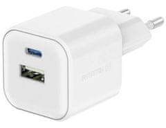 Swissten síťový adaptér gan 1x usb-c 20w pd a 1x usb-a 18w qc bílý