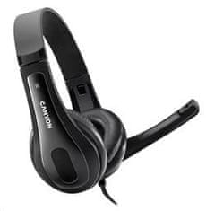 Canyon headset CHSU-1, lehký, USB připojení, černá