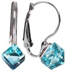 Levien Stylové náušnice Cube Aquamarine