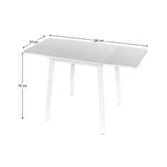KONDELA Jídelní stůl, MDF foliovaná / kov, bílá, 60-120x60 cm, MAURO