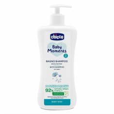 Chicco Šampon na vlasy a tělo s dávkovačem Baby Moments 92 % přírodních složek 500 ml