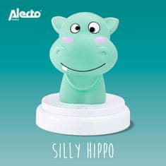 Alecto Silly Hippo dětská LED noční lampička, na baterie, modrý hrošík