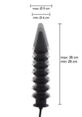 Hidden Desire Inflatable Ribbed Plug Expert (Black), nafukovací anální kolík