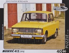 RETRO-AUTA© Puzzle č.36 Moskvič 412 (1974) 40 dílků