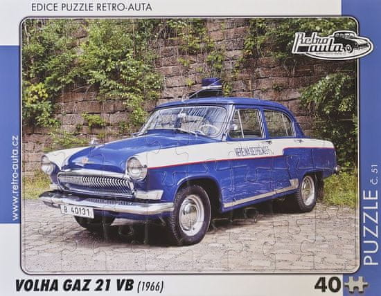 RETRO-AUTA© Puzzle č.51 Volha GAZ 21 VB (1966) 40 dílků