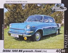 RETRO-AUTA© Puzzle č.07 Škoda 1000 MB (1966) pravostranné řízení 40 dílků