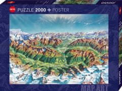 Heye Puzzle Map Art: Horský svět v Alpách 2000 dílků