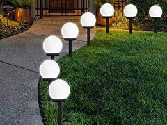 Verk 12285 Zahradní solární lampa koule bílá, 10 cm, IP65, 4 ks