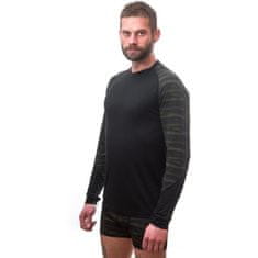 Sensor Triko Merino Impress - pánské, dlouhý, černá, vzor batika - Velikost XL