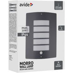 Avide Venkovní nástěnné svítidlo (9570868) MORRO 1xE27 IP44 pir sensor, antracit