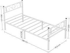 Songmics Kovový rám postele Loura 190x90 bílý