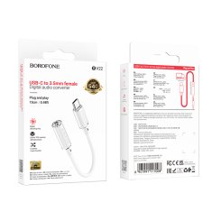 Borofone Adaptér BV22 Lemon USB-C - jack 3,5 mm bílý