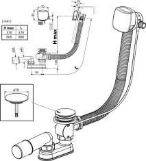 Ravak Vanový sifon s napouštěním přepadem 570 B-H/K Chrom