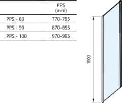 Ravak Pevná stěna Pivot PPS 90 Lesk+Transparent