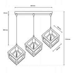 LUMILED Stropní závěsné svítidlo LED geometrická kostka TALUS 3xE27