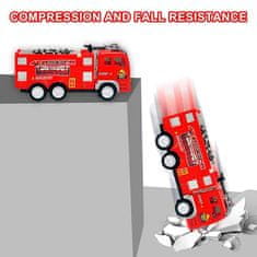 Netscroll Hasičské auto pro děti s LED světly a hasičskou sirénou, hračka na tlačení hasičského auta, jízda všemi směry, interaktivní hračka pro děti, věk 3+, ideální dárek k narozeninám, FireFighter