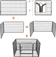 Songmics Ohrádka pro zvířata Liftera 122 cm šedá